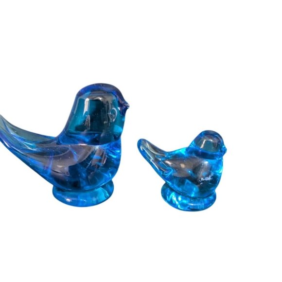 Handmade Bluebird Of Happiness Glass Figurines By Terra Studios Pair Of 1991 Si - Picture 3 of 11